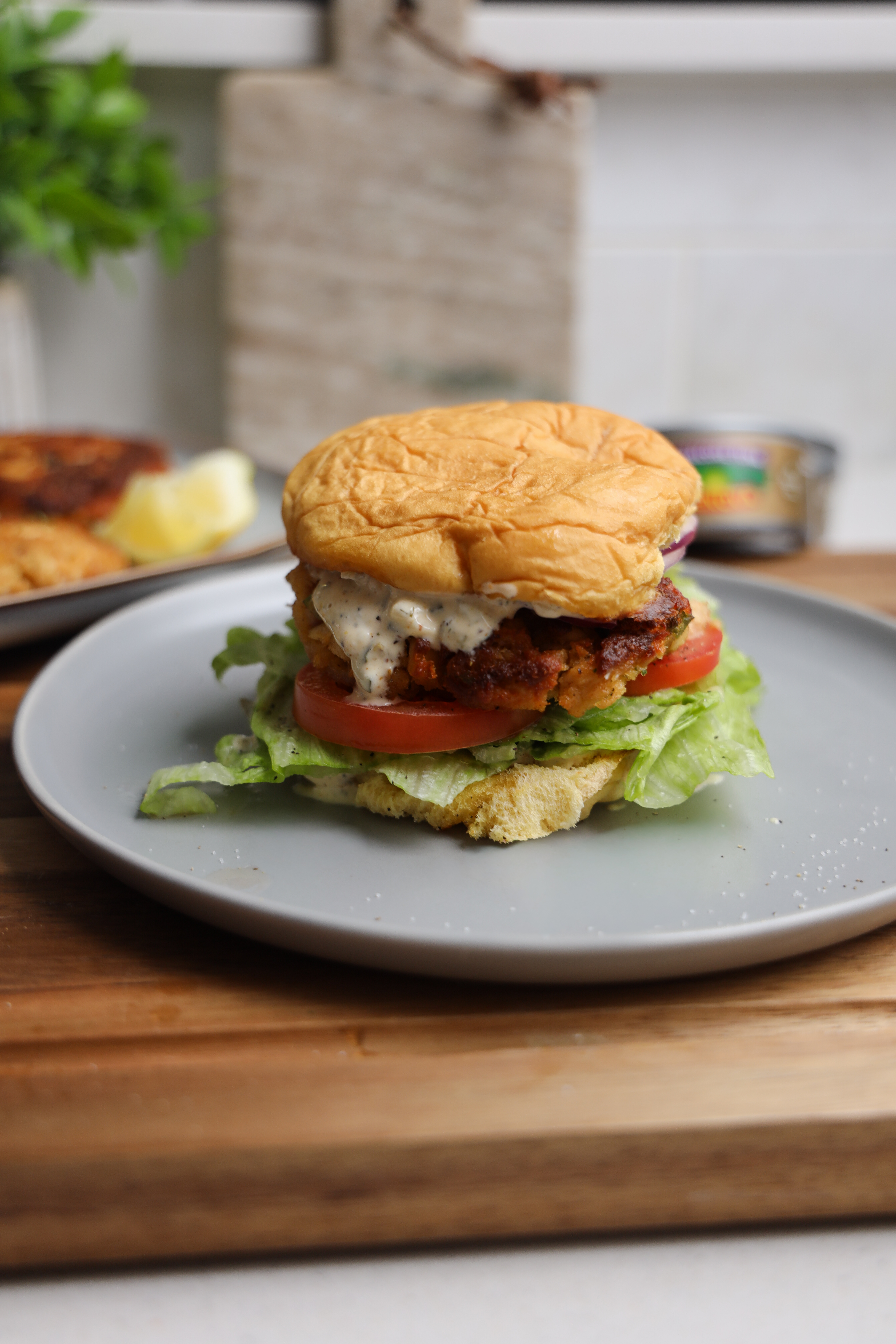 Fried Tuna Cake Sandwich